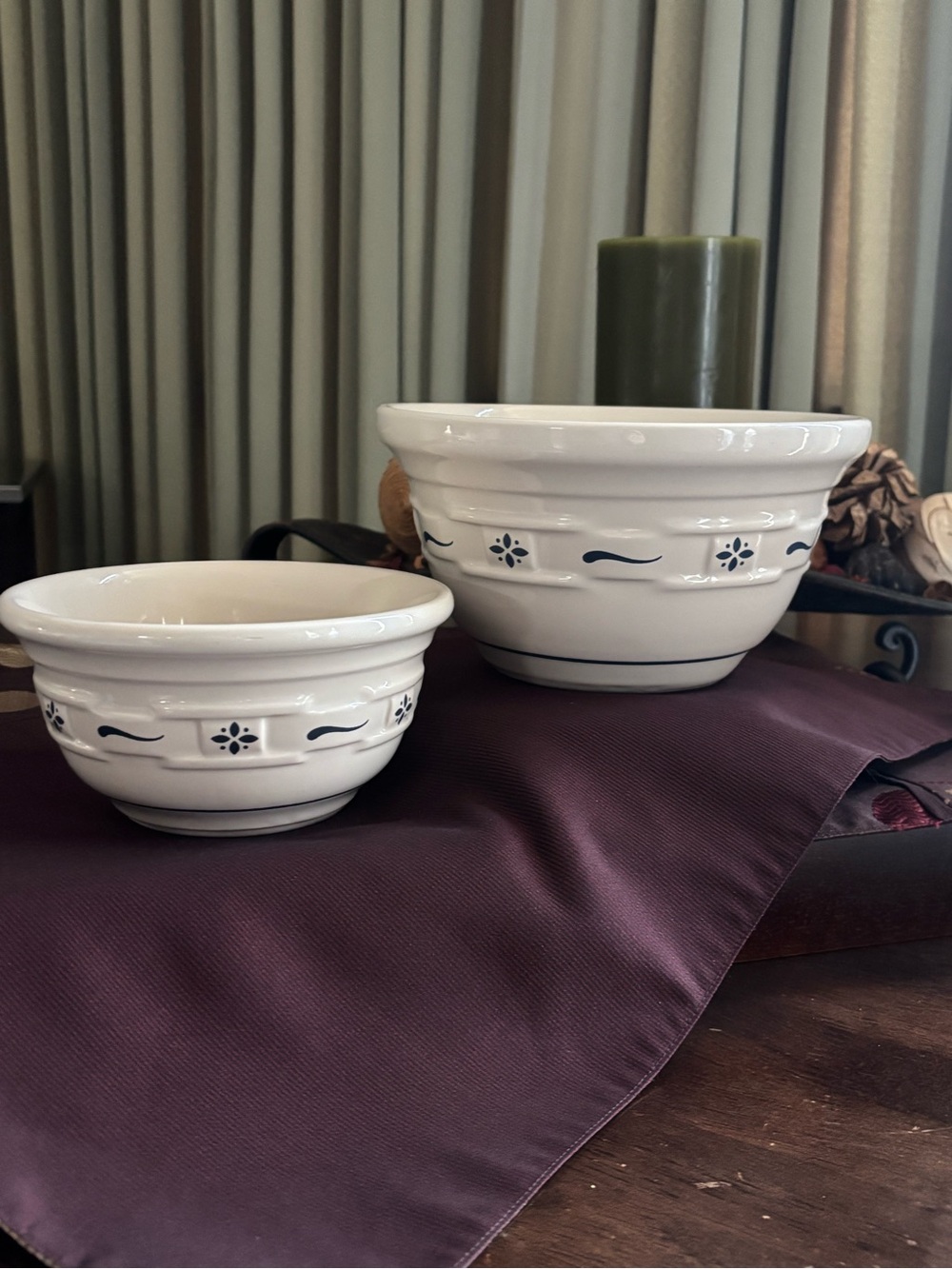 Longaberger Woven Traditions Classic Blue Vintage 2-Piece Set Pristine Condition